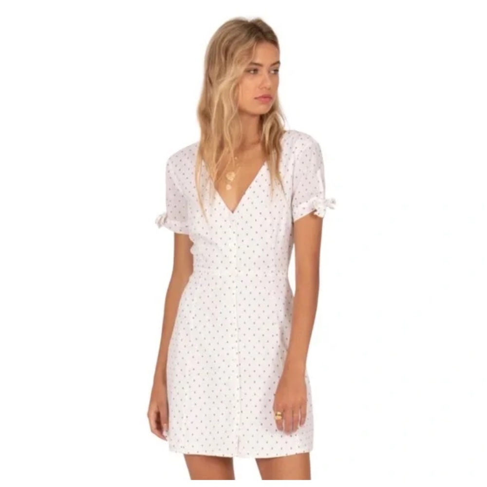 Amuse Society Button Up White Polka Dot Sundress